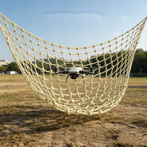 Quality inspection of anti-drone netting materials in our factory