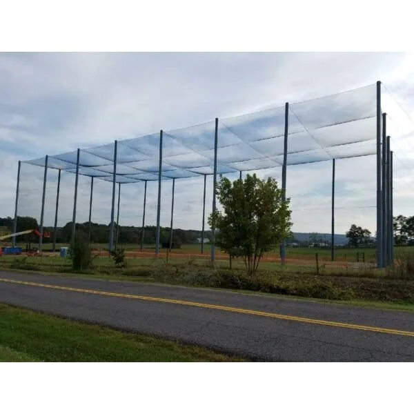 Large area galvanized steel anti-drone net coverage over critical infrastructure