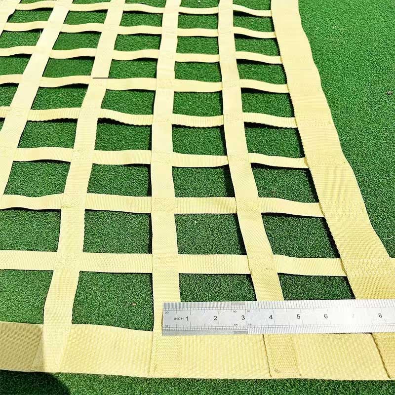 Anti-drone net materials comparison guide showing different net weaves including stainless steel, aramid fiber, and HDPE