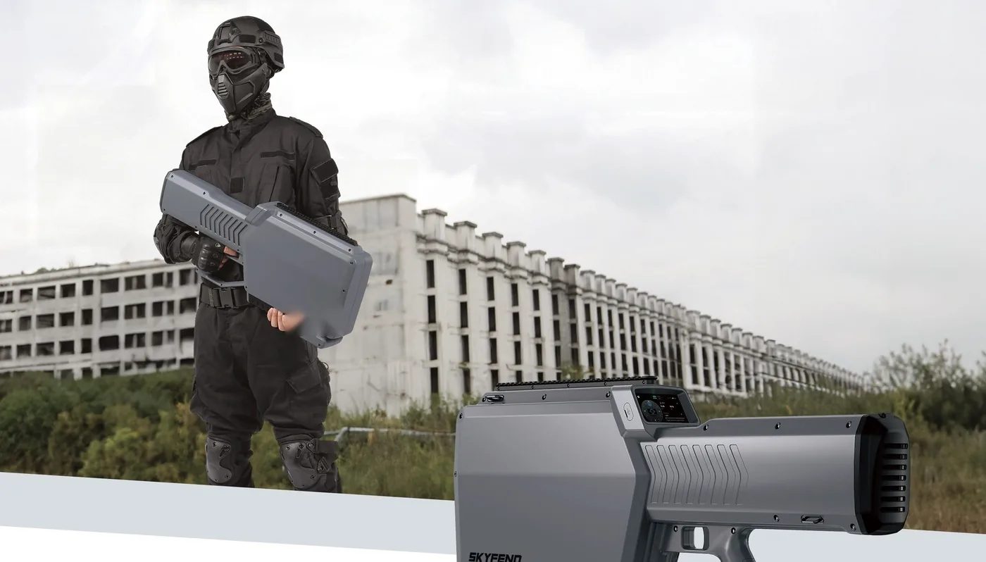 Fighter handheld detect-and-intercept counter-drone system